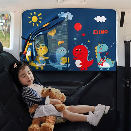 Telescopic Car Window Shades for Kids with Magnetic Mosquito Net, UV Protection Sunshade, Block Mesh Curtain Cover
