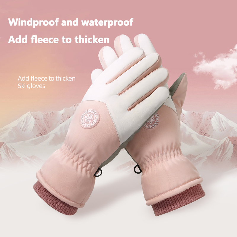 Thermal Ski Gloves, Waterproof Cold-proof Gloves, Adjustable Non-slip Touch Screen Gloves for Couples