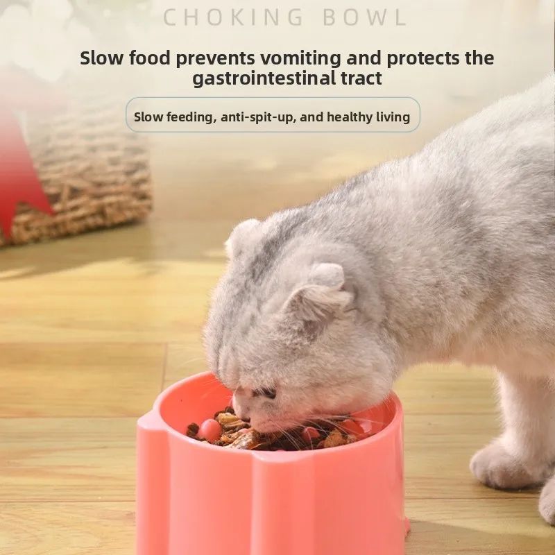 Anti-Choking Slow Feeder Bowl for Cats & Small Dogs – Neck-Protective Puzzle Feeding Dish for Healthy Eating