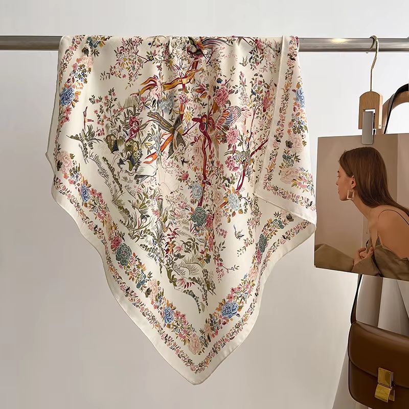 Floral Print Cotton Bandana Square Scarf 27.56in for Women Headband Neck Wrap