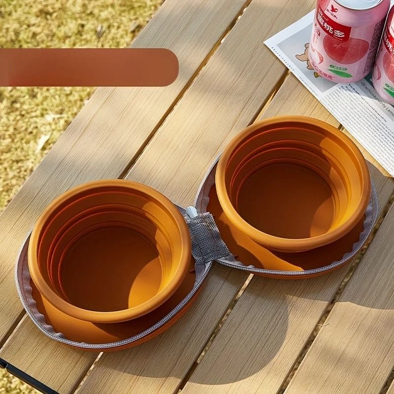 Foldable Silicone Double Pet Bowl