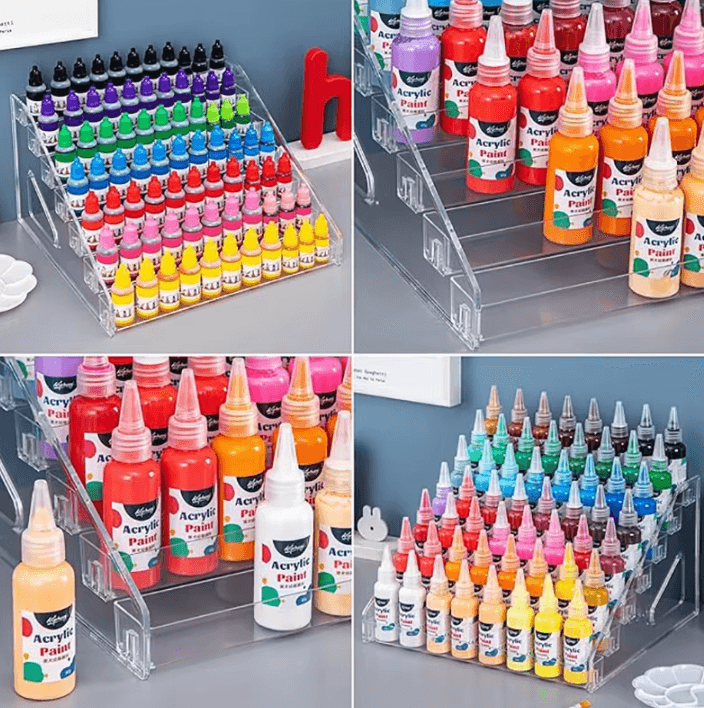 7-Layer Transparent Paint Organizer Rack – Mini Craft Paint Storage Display Stand