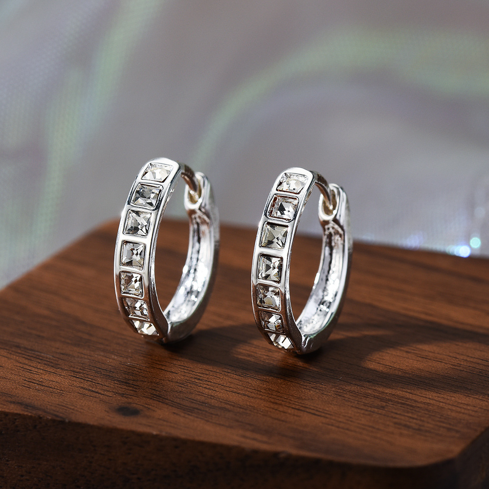 Women's Circle Round Earrings, Sterling Silver Shining Zircon Jewelry, Elegant Birthday Gifts