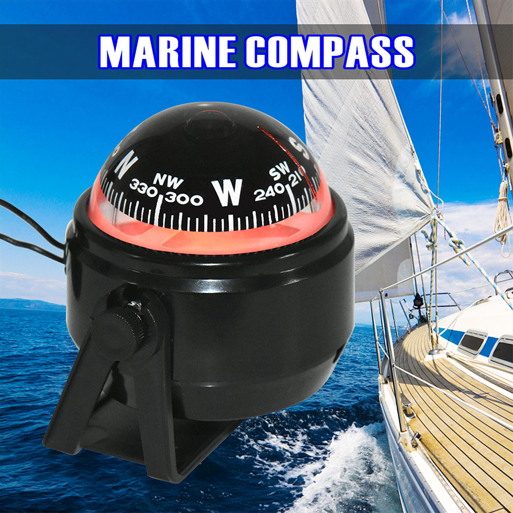 Pivoting Car Dashboard Compass Ball with Suction Cup for Auto and Marine Navigation