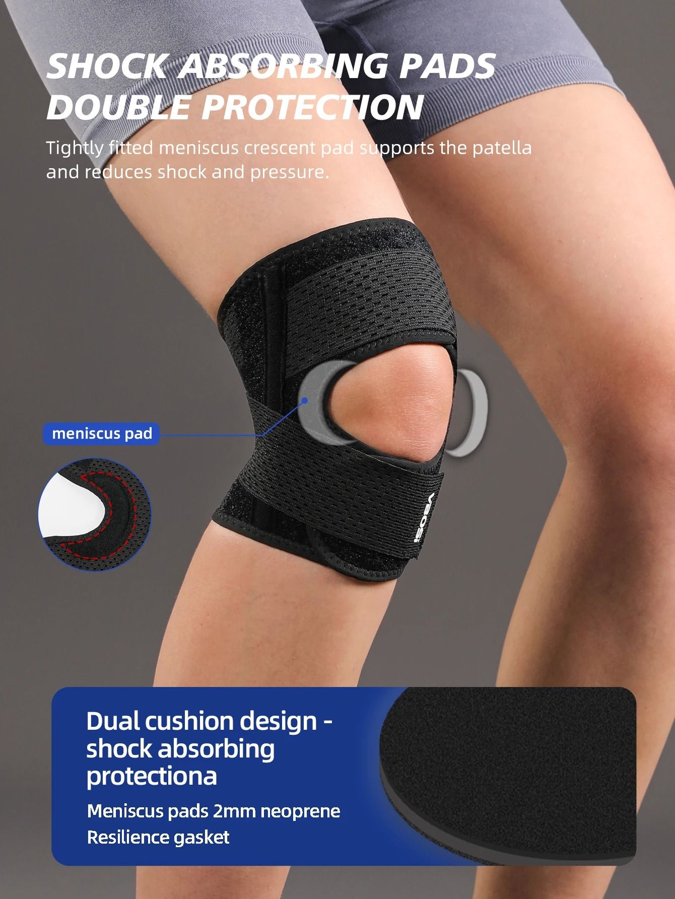 Performance Breathable Elastic Knee Support with Lateral Spring Stays