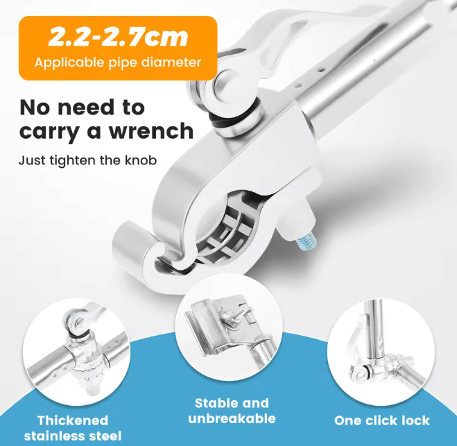 Adjustable Stroller Umbrella Mount Holder Stainless Steel Clip Stand
