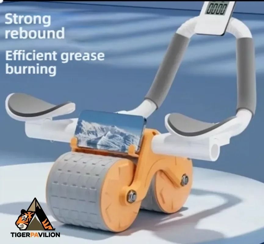 Digital Automatic Rebound Abdominal Roller with Timer, Elbow Support, and Knee Pads