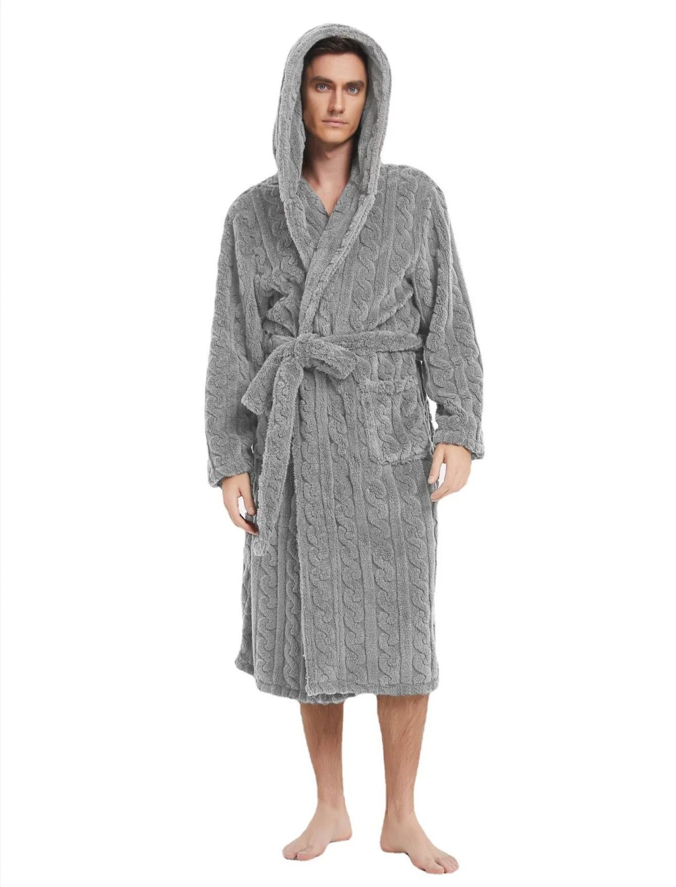 Luxurious Thickened Jacquard Hooded Couple's Robe