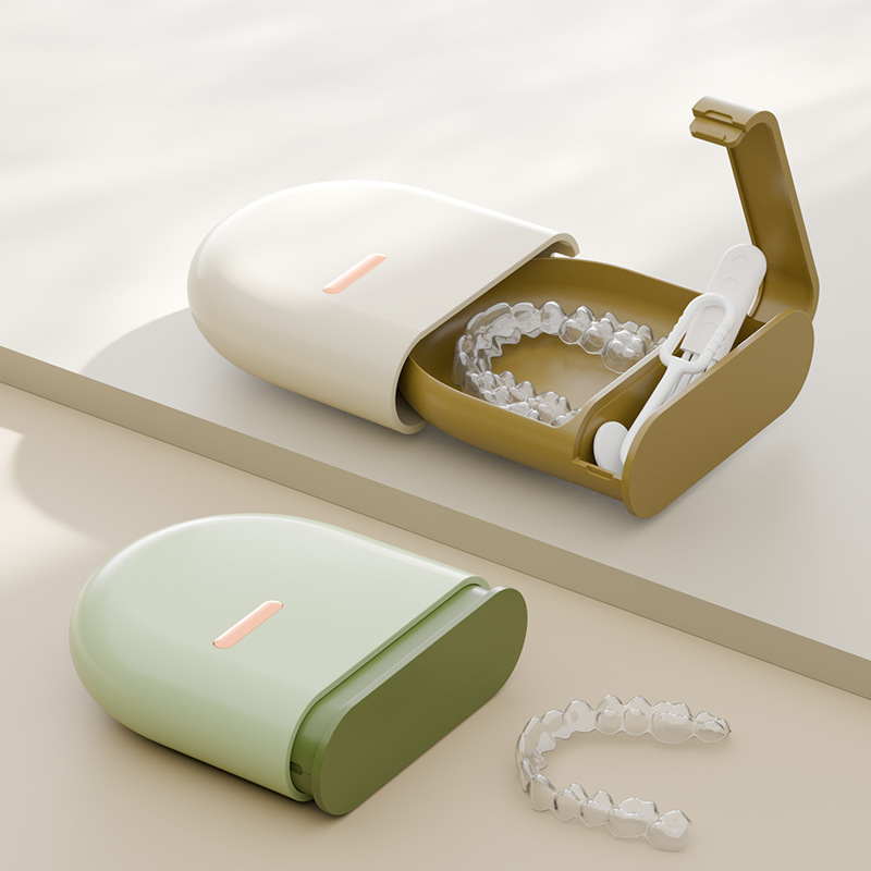 Portable Storage Box for Invisible Braces, Dentures, and Orthodontic Correction Cleaning Holder