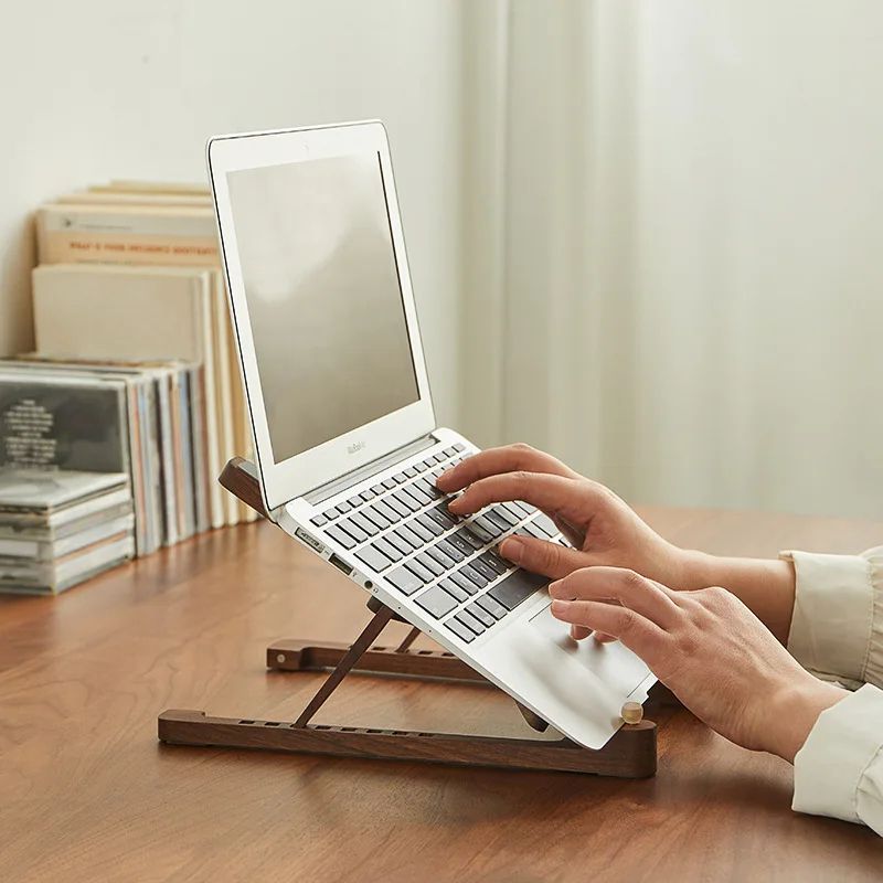 Foldable Wooden Laptop Stand Adjustable Height