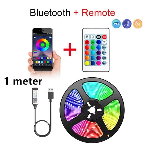 SmartGlow Bluetooth LED Strip Lights 5050 RGB Backlights with App Remote Control