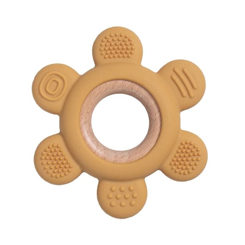 Fruit-Theme Silicone & Wooden Baby Teether – BPA-Free Infant Chewing Toy