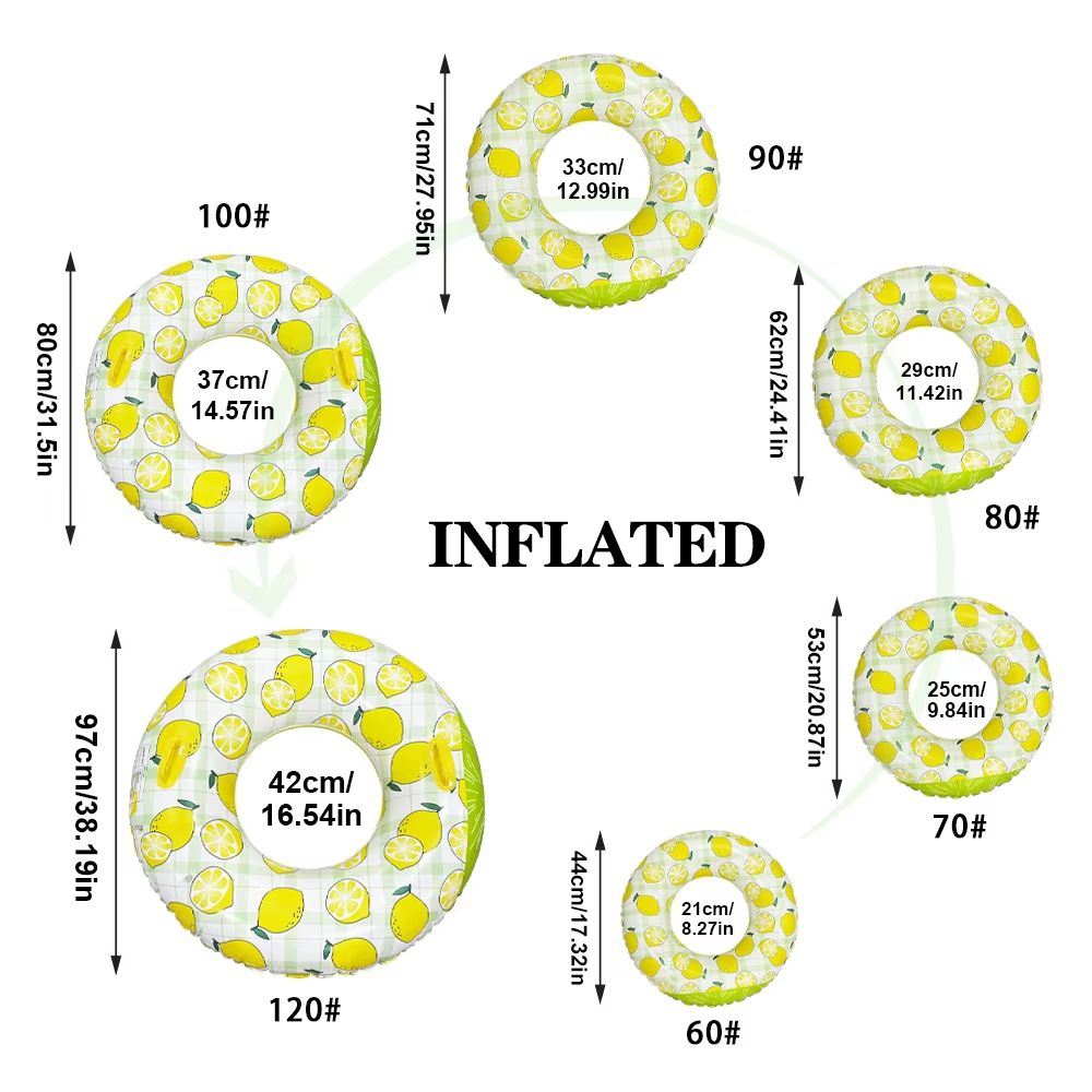 LemonSplash Inflatable Under-arm Hoop – Lemon Print Inflatable Pool & Beach Floating Ring