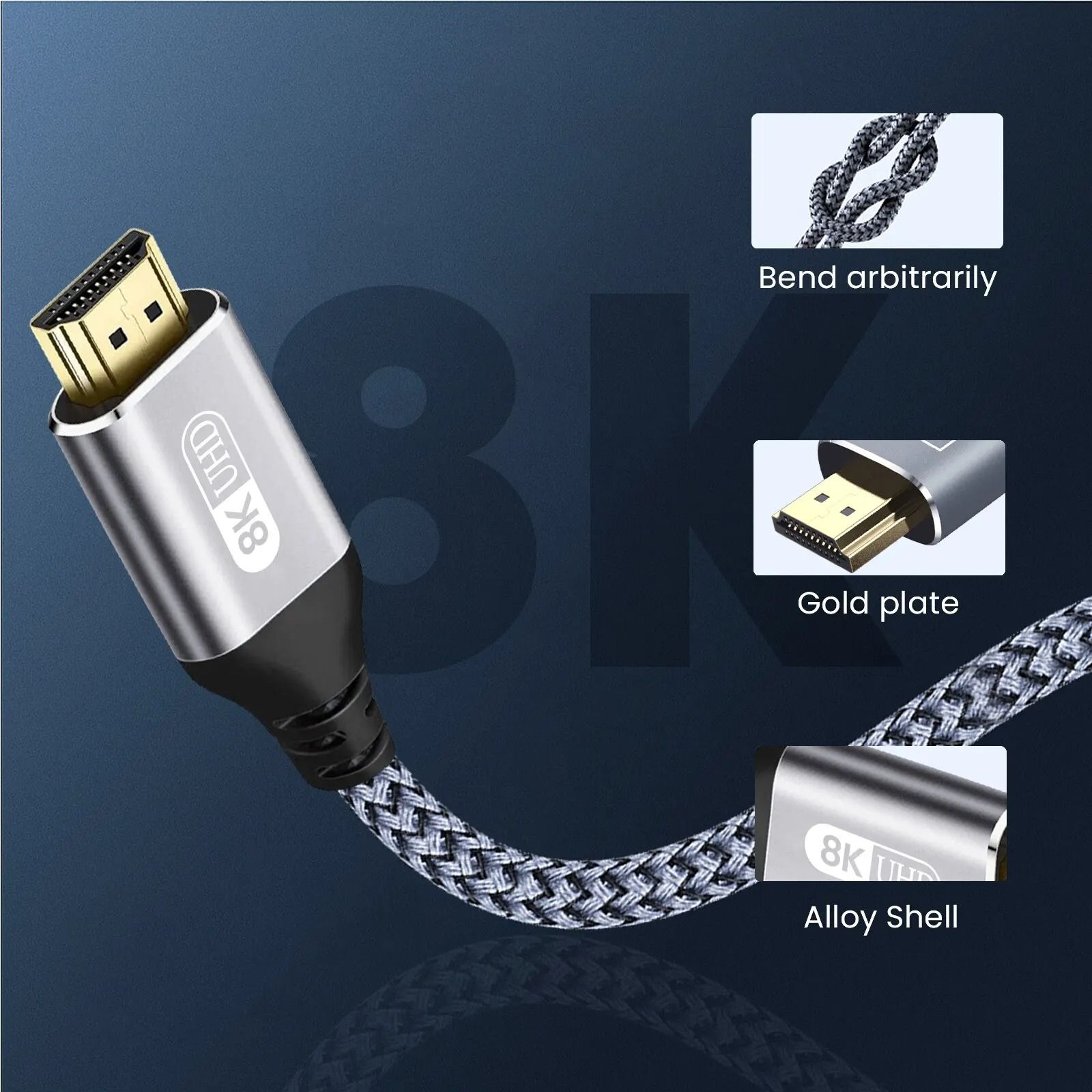 HDMI 2.1 Cable 8K 60Hz 4K 120Hz Ultra High Speed 48Gbps Video Cord