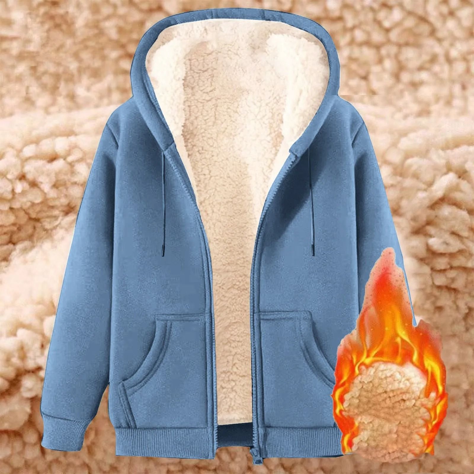 Womens Fleece Lined Zip Up Hoodie with Pockets
