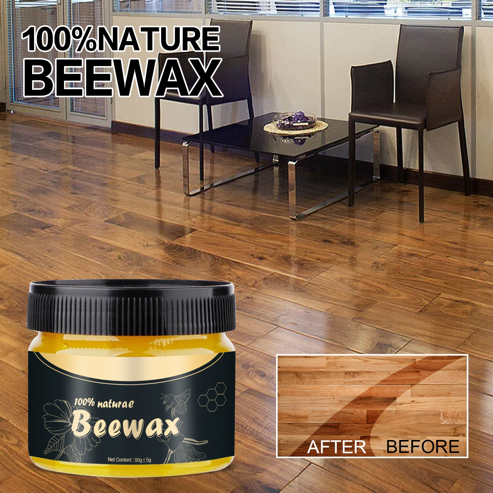 Furniture Polishing Bees wax, Natural Wood Seasoning Beeswax, Waterproof Wood Wax Polish, Wooden Floor Care Bee Wax