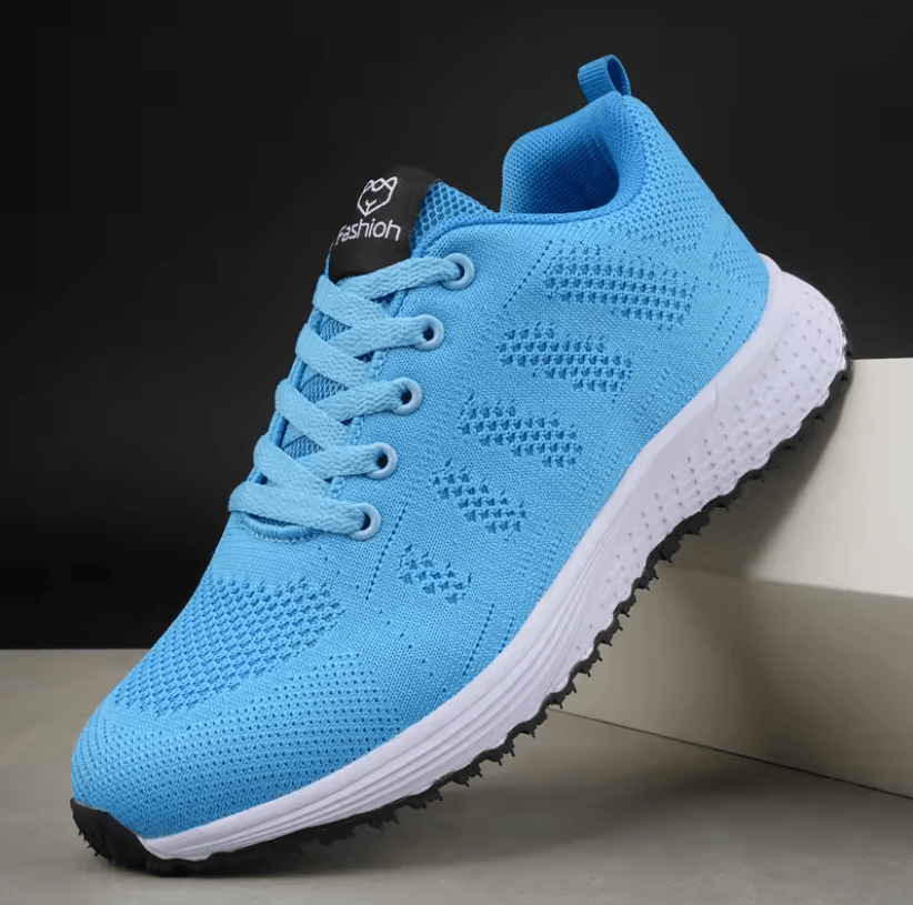 Women's Lightweight Knit Walking Sneakers – Breathable Casual Lace Up Shoes