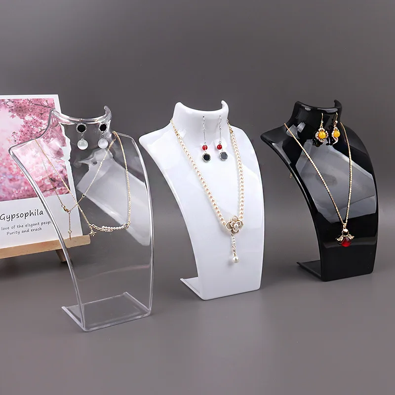 Jewellry Mannequin Bust Rack, Plastic Necklace Display Stand, Holder for Necklaces Pendant Earrings Display Shelf