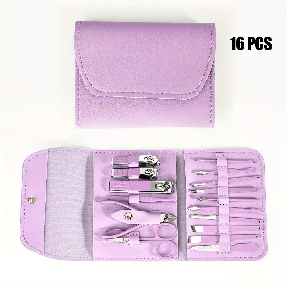 TINSOL 16-Piece Professional Nail Clippers and Cuticle Nippers Set with Travel Case