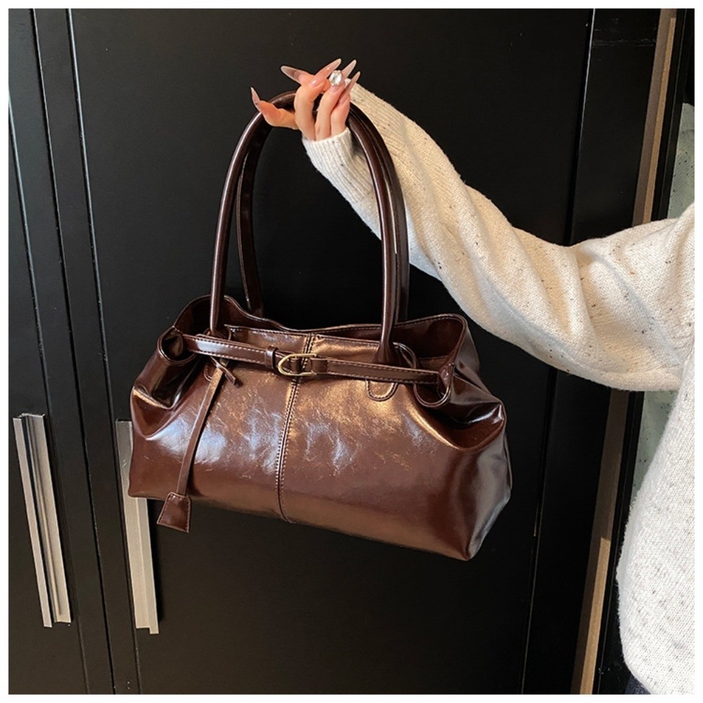 Fashion New Oil PU Leather Handbag, Large Capacity Women Shoulder Bag, Multifunctional Tote Underarm Bag for Women