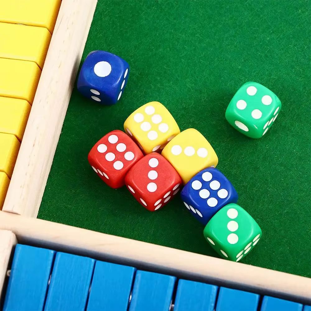 4 player board game shut the box game Wooden Arithmetic Dice Flip-Tile Set