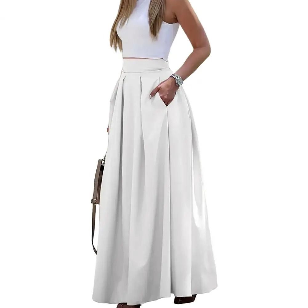 Elegant High Waist Utility Maxi Skirt