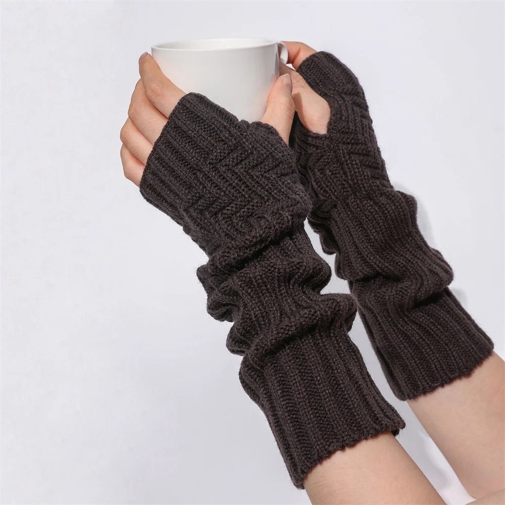 Unisex Crochet Fingerless Long Gloves and Knit Arm Warmers