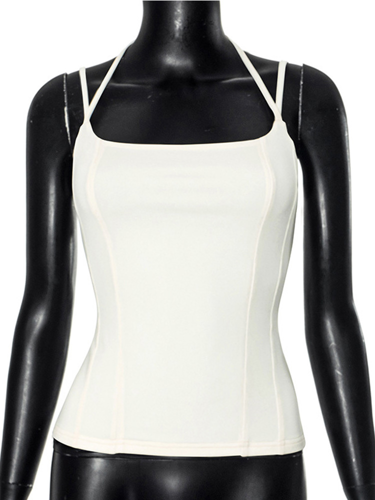 Spring Summer New Style Women's Slim Fit Shoulder Bared Top, Double Rope Tear Stitch Fashionable T-Shirt