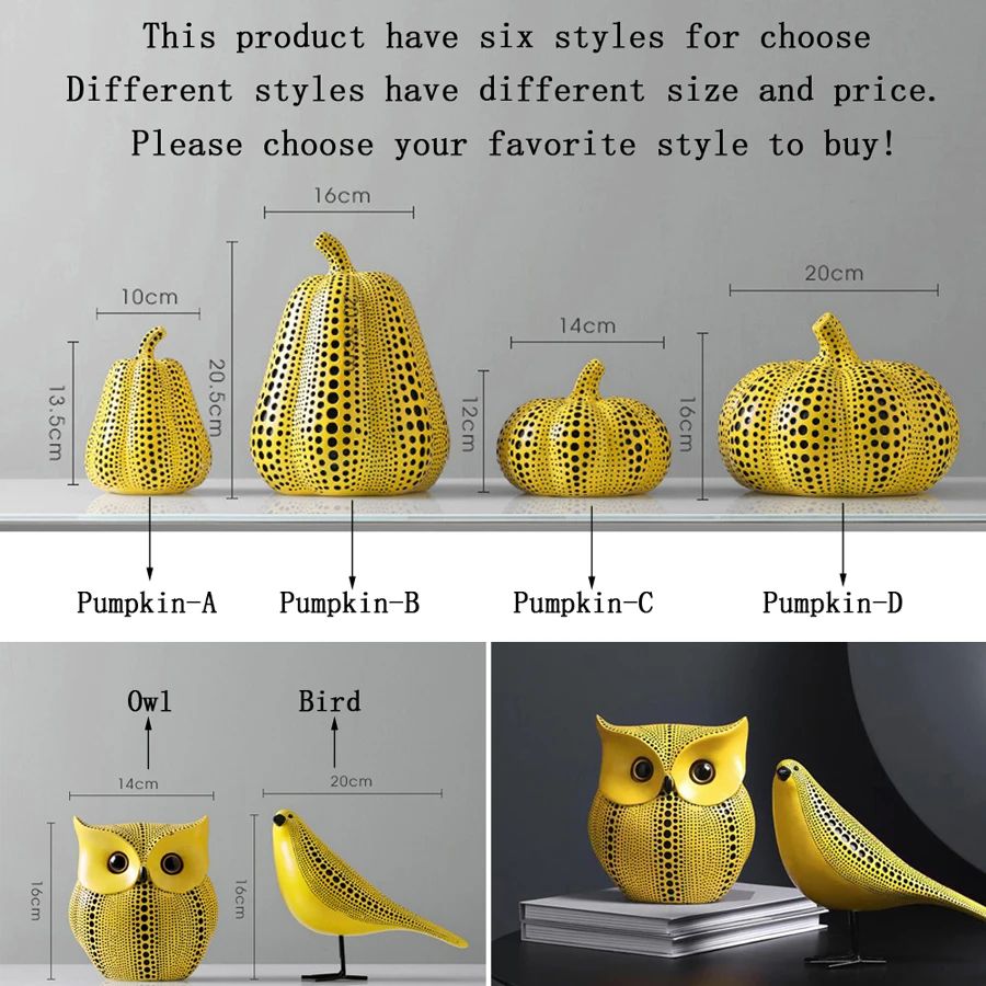 Funny Owl Pumpkin Decor Statue for Autumn Home Decor and Desk Styling