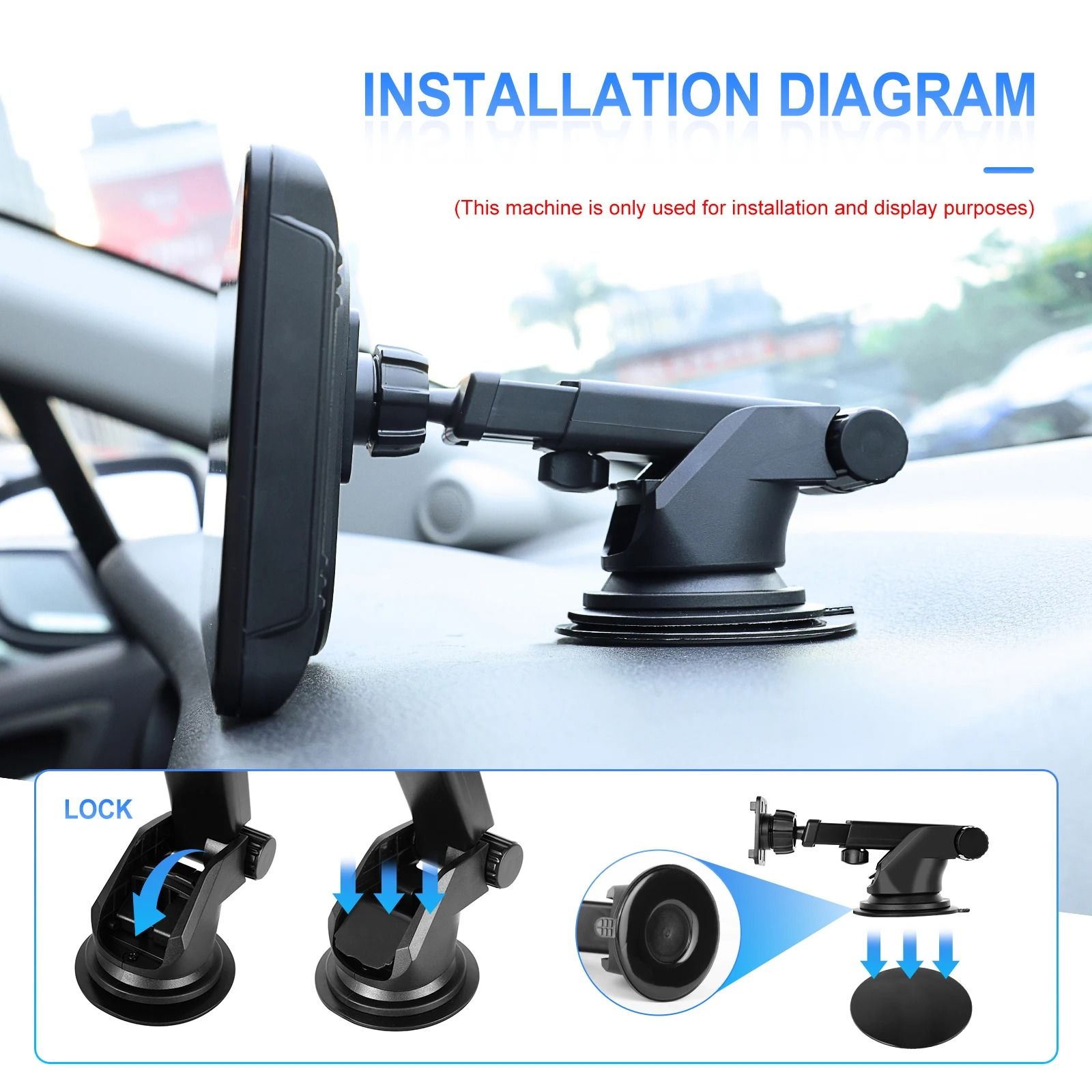 Car Radio Expansion Bracket Holder with Strong Suction Cup