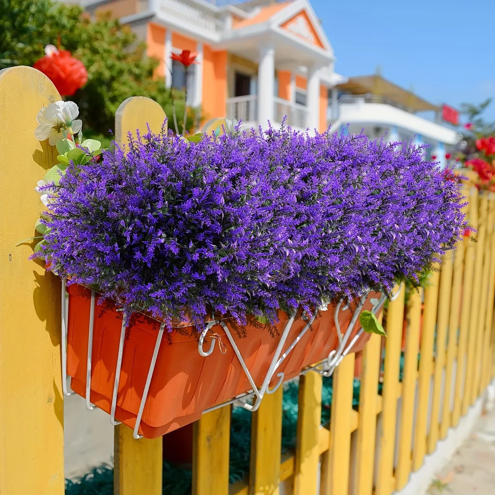 12-Bundle UV-Resistant Artificial Lavender Flowers for Outdoor Planters and Window Boxes