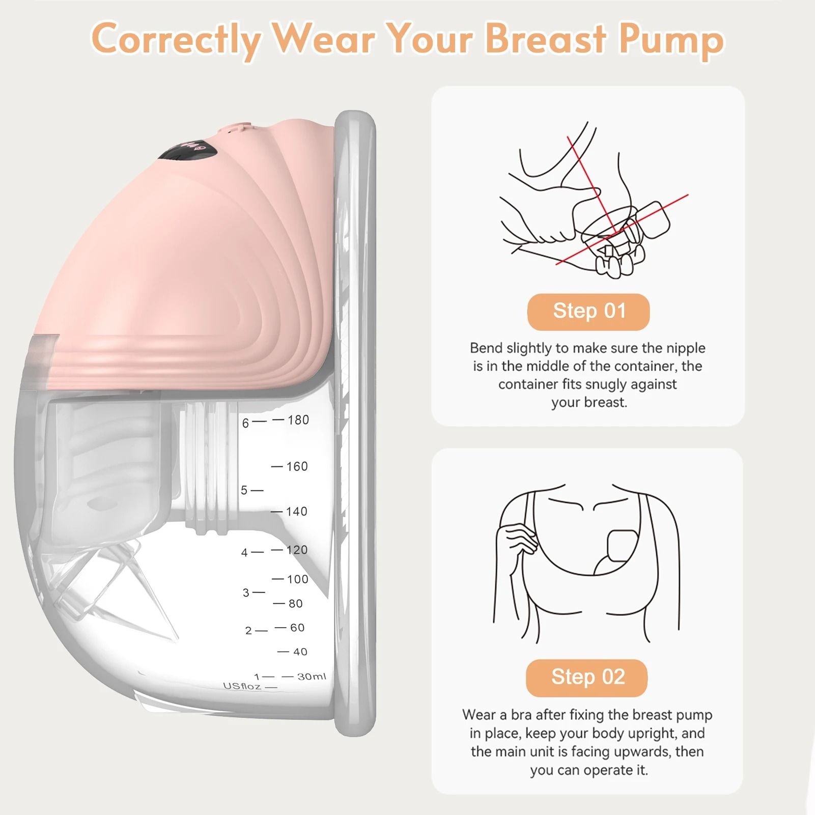 Hands Free Wearable Electric Breast Pump With Silent Operation