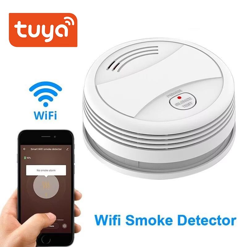 Tuya WiFi Smoke Detector with 80dB Alarm & Smart Life App Alerts – Wireless Smart Smoke Alarm for Home Fire Protection