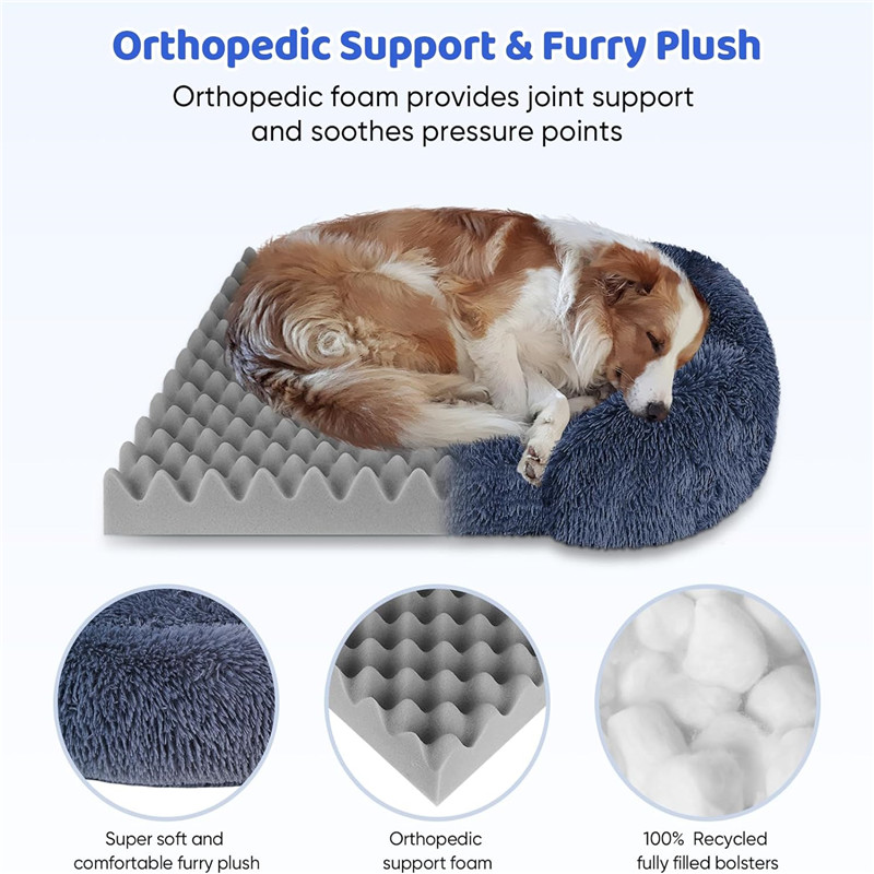 Dog Plush Pet Bed with Winter Thickened Pad and Removable Sleeping Sofa Pad