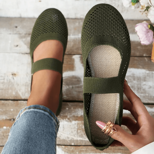 Womens Mesh Slip On Flats Lightweight Non Slip Casual Shoes