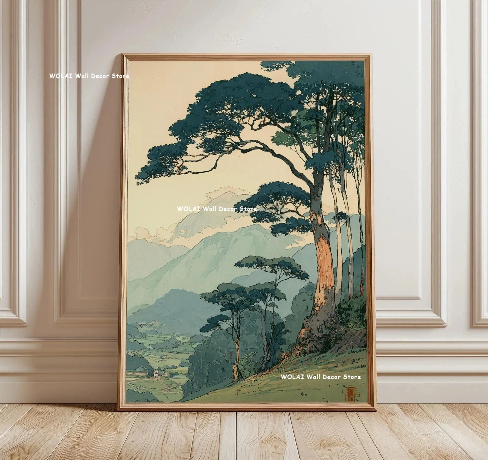 Retro Japanese Forest & Koi Zen Canvas Art