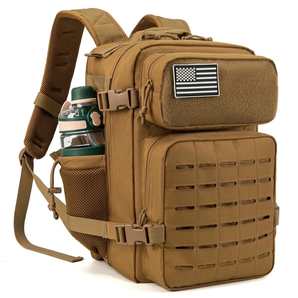 25L Tactical Backpack with MOLLE System and Bottle Holder for Hiking Fitness and Survival