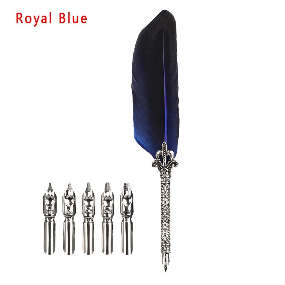 Luxury Feather Quill Pen Set Vintage Calligraphy Pen with 5 Nibs Gift Box