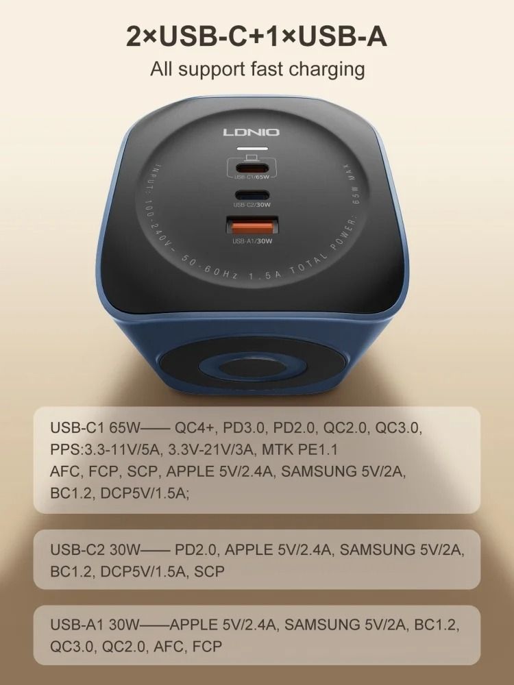 Cube Charging Station with USB Sockets and Surge Protection