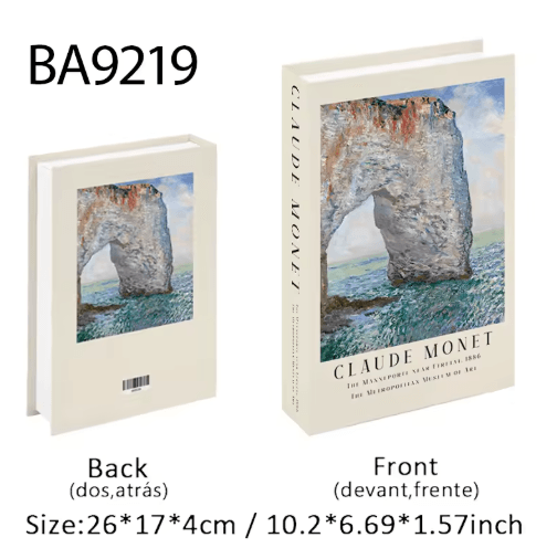 Van Gogh & Monet Decorative Book Box – Artistic Fake Book Storage Box for Home Decor