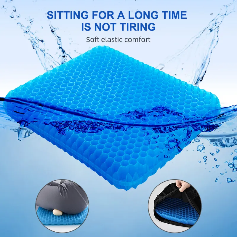 ErgoCool Honeycomb Gel Seat Cushion for Long Sitting – Breathable Pressure Relief Seat Cushion for Office Chair & Car