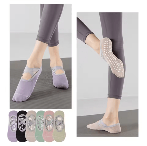Professional Womens Anti Slip Yoga Socks Breathable Grip and Strap Pilates and Ballet Socks