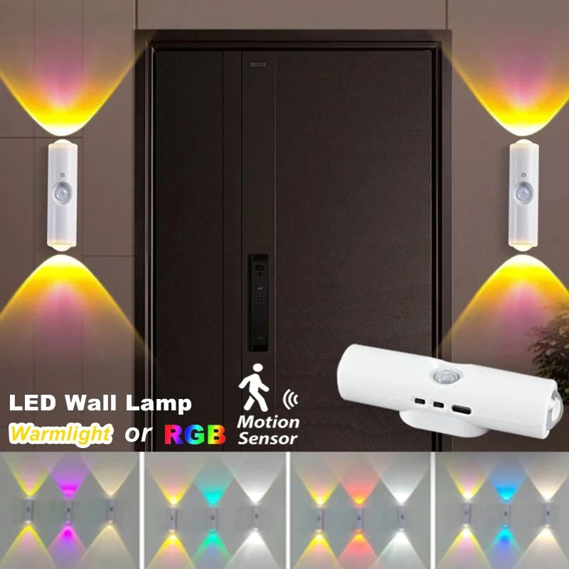 Smart RGB Motion Sensor Wall Light – Magnetic LED Night Light for Stairs & Hallways