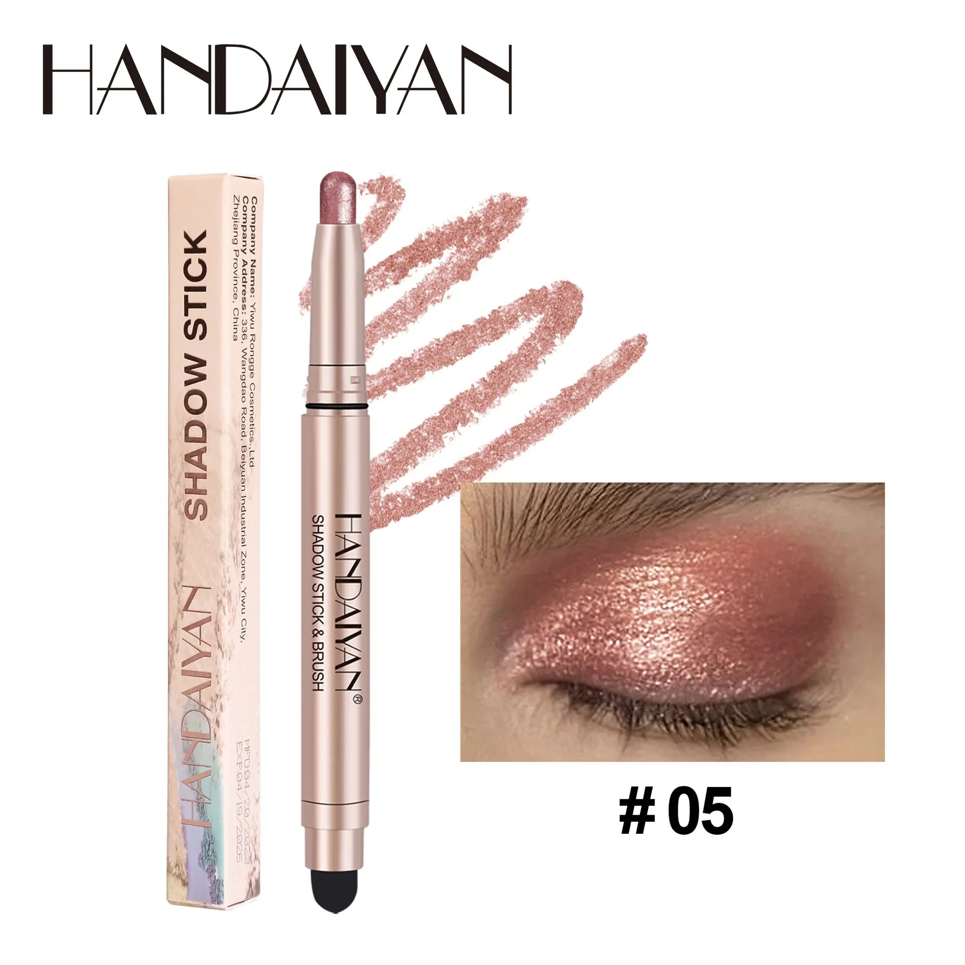Waterproof Smoky Dark Black Eyeshadow Pencil Stick Matte Metallic Pearlescent Glitter Makeup Tool Highlighter Pen