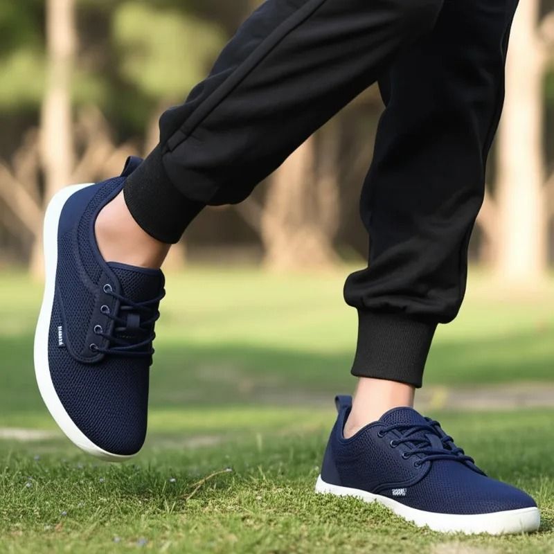 Wide Toe Men Shoes Breathable Knitted Mesh Soft Sole Casual Walking Shoes
