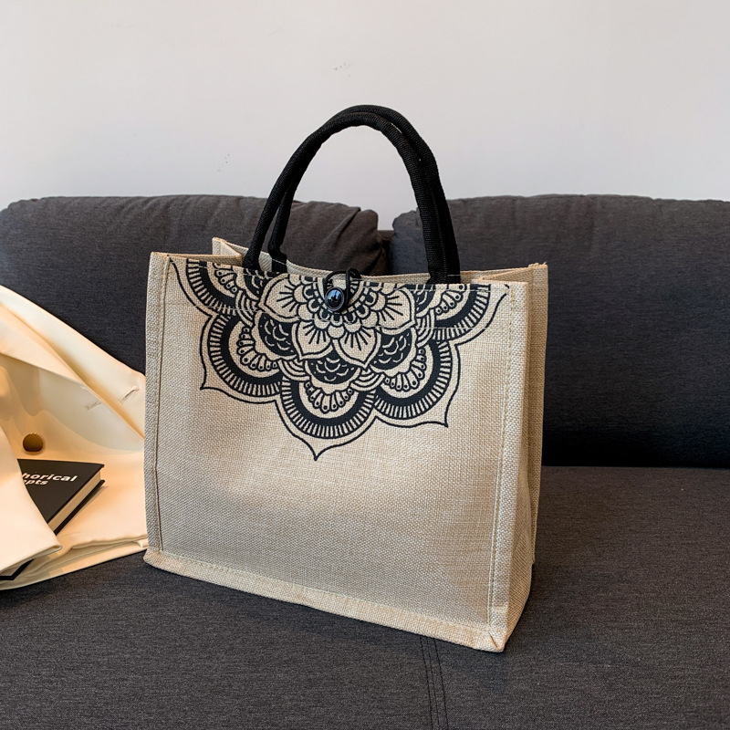 Vintage Canvas Tote Bag Large Capacity Reusable Shoulder Bag for Shopping Beach and Travel