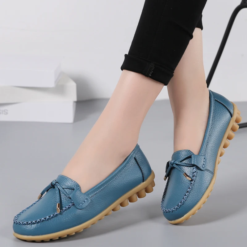 Genuine Leather New Woman Flats Shoes Ballet Flat Sneakers Soft Moccasins Ladies Boat Ballerina Espadrilles Creepers