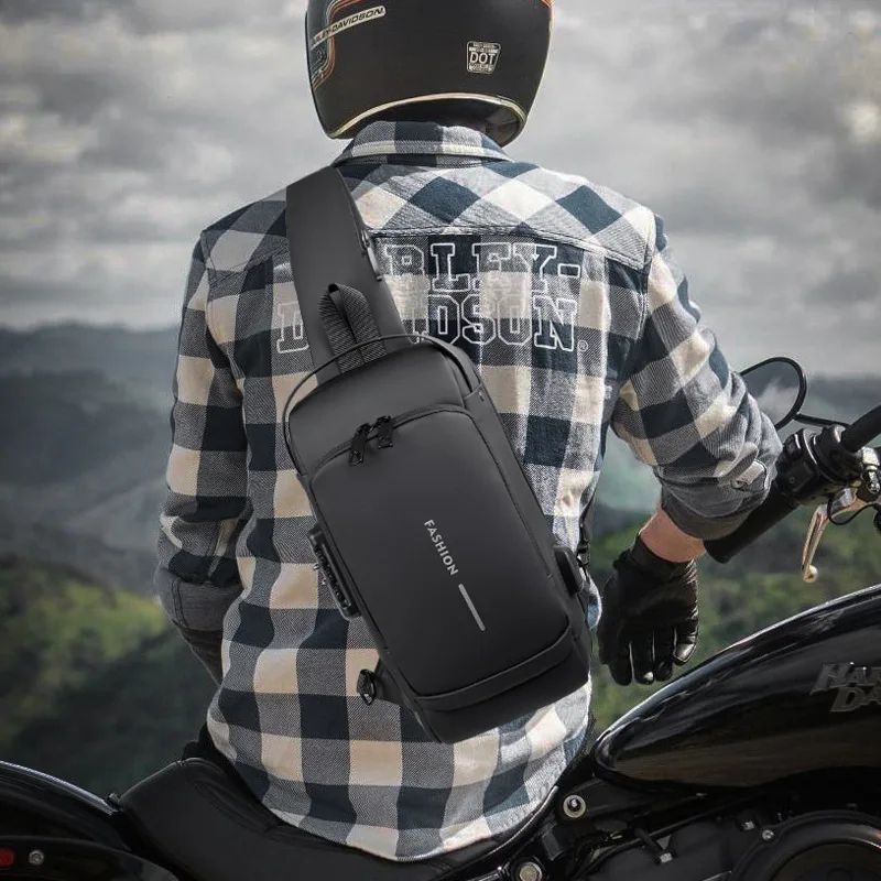 Men PU Leather Anti-Theft Crossbody Chest Bag