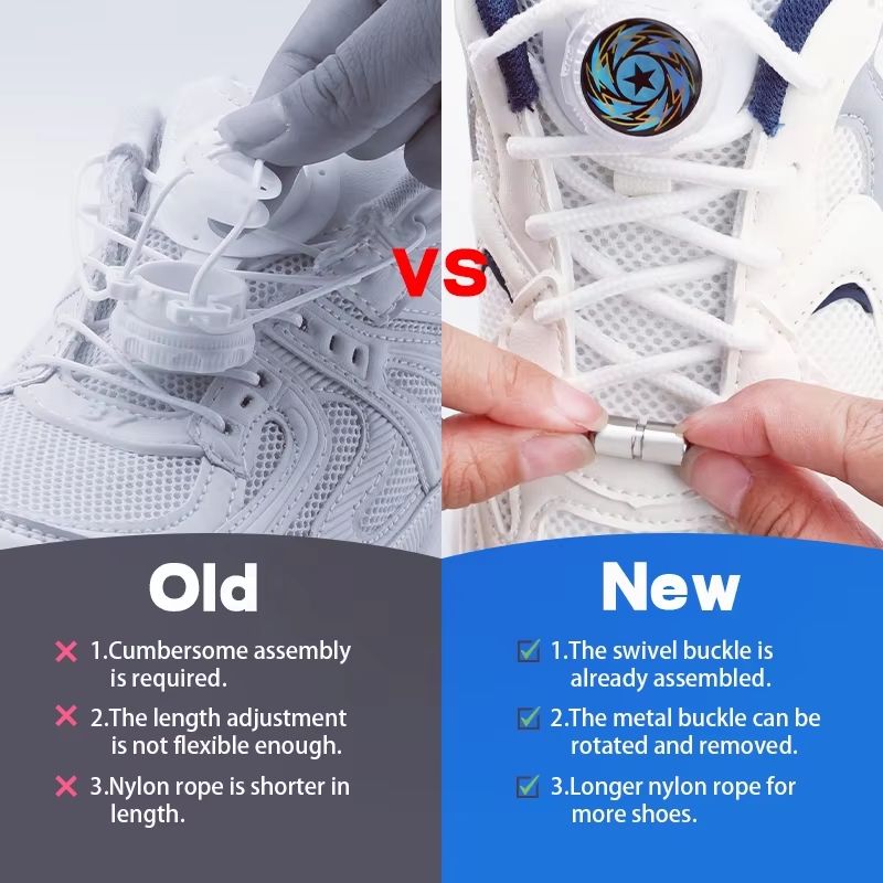 Automatic No-Tie Shoelaces with Swivel Metal Capsule Buckle Thick Rope for Sneakers