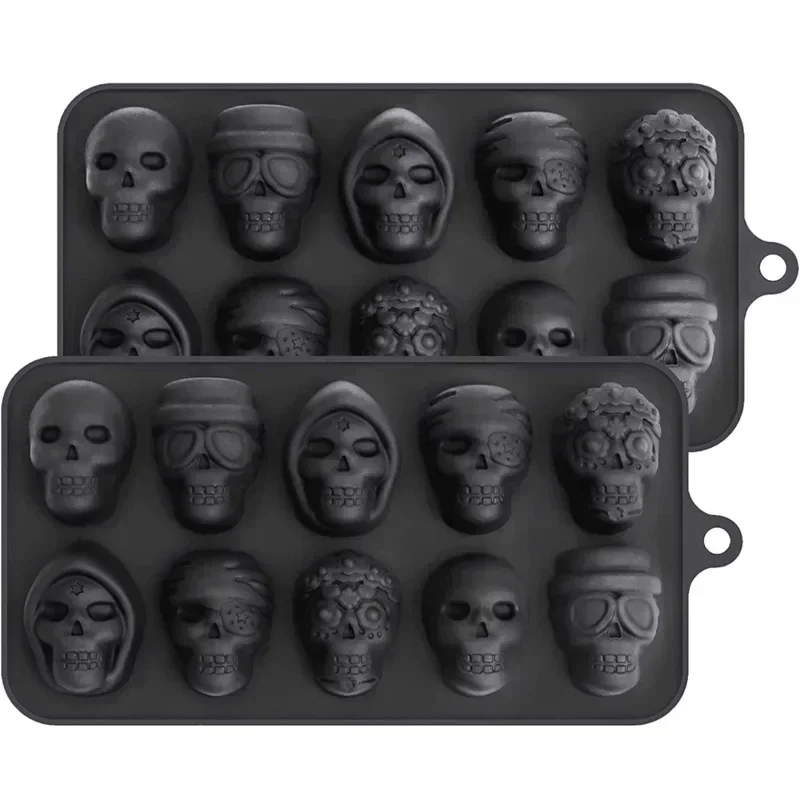 Skull Ice Cube Mold, Grid Skull Ice Mold for Halloween, Reusable Kitchen Tool, Perfect for Chocolate and Ice Cream